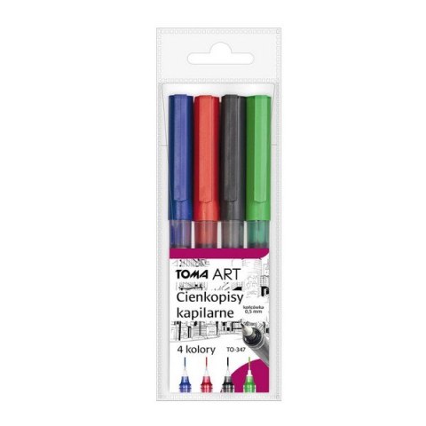 Cienkopisy kapilarne, końcówka 0,5mm, komplet 4 kolory TO-347-4 Toma