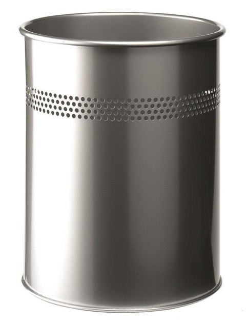 Kosz na śmieci DURABLE metalowy okrągły 15L srebrny 330023