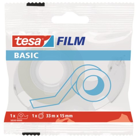 Taśma biurowa TESA Basic 15x33m z dyspenserem etui58549