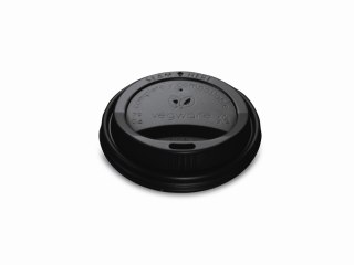 Pokrywka CPLA do kubka papierowego 90mm czarna, op. 50 szt. 100% biodegradowalna VLID79SB (X)