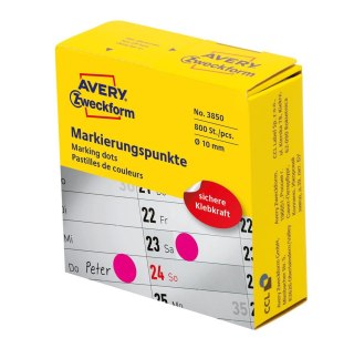 Kółka do zaznaczania różowe 3850 Q10 w rolce Avery Zweckform