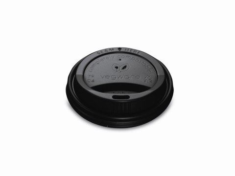 Pokrywka CPLA do kubka papierowego 90mm czarna, op. 50 szt. 100% biodegradowalna VLID79SB (X)