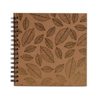 Album na spirali, 20x20cm, złote liscie, 30 ark, kremowe, 180 g/m2, Happy Color HA 7631 2020-GC30