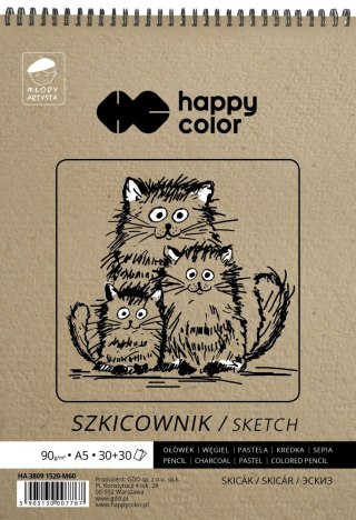 Szkicownik na spirali Młody Artysta, A5, 60 ark, 80/90g, Happy Color HA 3809 1520-M60