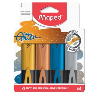 Zakreslacz Fluo Peps metaliczny brokat 4 szt etui 742000 MAPED