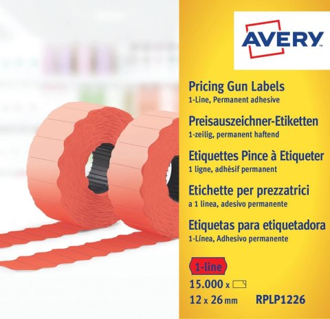 Et. cenowe w rolce do metkownic RPLP1226 12x26 do metkownicy jednorzędowej, Avery Zweckform, trwałe, 1500 etyk./rolka, 10 rolek/