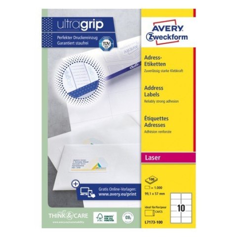 Etykiety adresowe L7173-100 99,1 x 57 100ark Avery Zweckform
