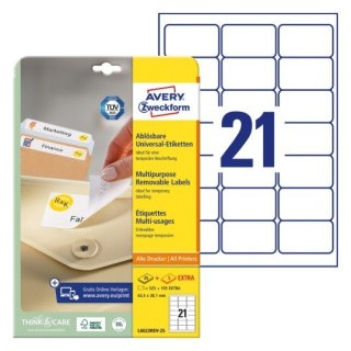 Etykiety uniwersalne L6023REV-25 63,5x38,1 30ark Usuwalne, Avery Zweckform