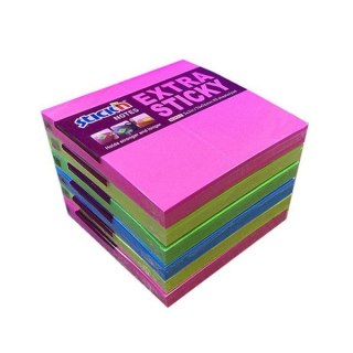 Notes samoprzylepny EXTRA STICKY 76x76mm 4 kol.neon/90 kart. 6szt. Stickin 21679