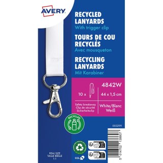 Smycze z recyklingowanego PET, 10 szt.; 15 x 440 mm; białe, 4842W