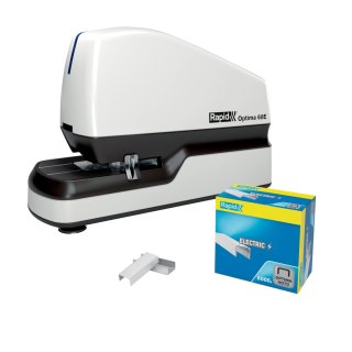 Zszywacz elektryczny Rapid Optima 60E, do 60 kartek, na zasilacz, biały, 2102355